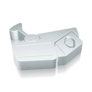 3d metallic Cctv Camera icon with reflection, vector illustration Illustrazione stock