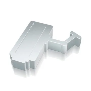 3d metallic Cctv Camera icon with reflection, vector illustration Stock Illustration