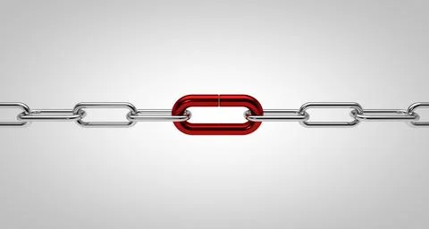 3d metallic chain links on neutral background. 3d front illustration render i Stock Illustration