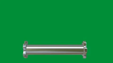 3D Metallic Chrome Cylinder Lower Third with Rotating Gears Extending on Gr.. Stock-Footage 337955342