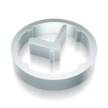 3d metallic Clock icon with reflection, vector illustration Stock Illustration