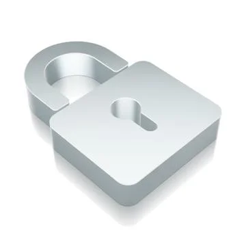 3d metallic Closed Padlock icon with reflection, vector illustration Stock Illustration