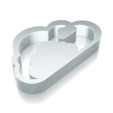 3d metallic Cloud icon with reflection, vector illustration Stockillustratie