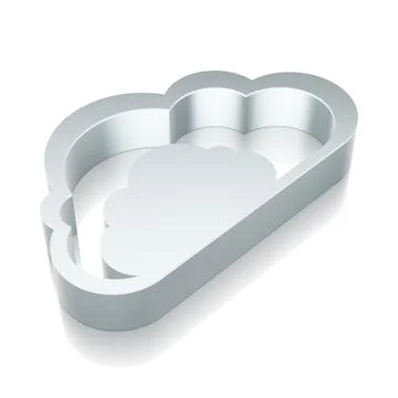 3d metallic Cloud icon with reflection, vector illustration 스톡 일러스트