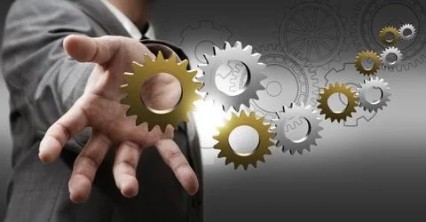 3d metallic cogs and gears as concept Stock Illustration