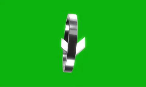 3D metallic download icon spinning on green screen, looping animation for d.. Stock Footage 346499487