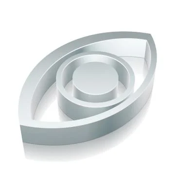 3d metallic Eye icon with reflection, vector illustration Ilustración de archivo
