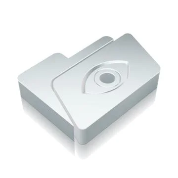 3d metallic Folder With Eye icon with reflection, vector illustration イラスト素材