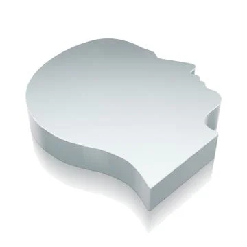 3d metallic Head icon with reflection, vector illustration Stock Illustration