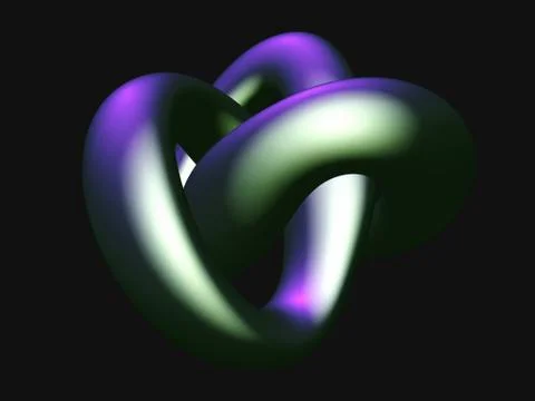 3D metallic knot isolated on black background. Stock Illustration