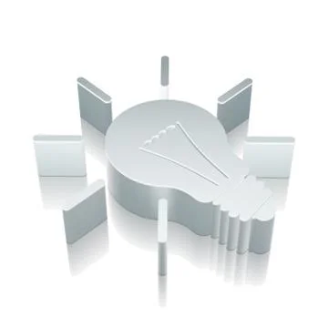 3d metallic Light Bulb icon with reflection, vector illustration 스톡 일러스트