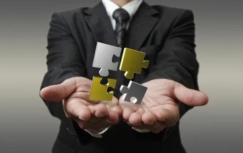 3d metallic puzzle as concept Stock Illustration