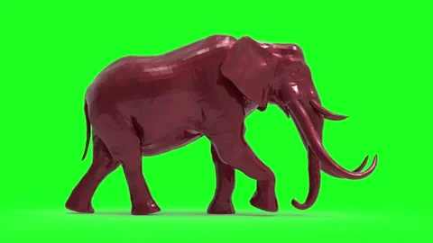 3D Metallic Red Low Poly Elephant Walking, Loop Animation Background, Geomet 動画素材 334102082