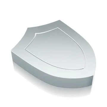 3d metallic Shield icon with reflection, vector illustration Illustrazione stock