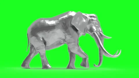 3D Metallic Silver Low Poly Elephant Walking, Loop Animation Background, Geometr Stock Footage 336560642