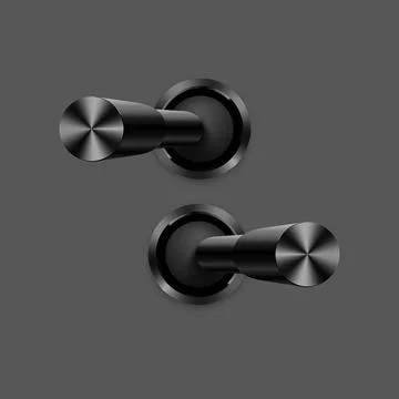 3d metallic toggle switcher. On and off modes. Realistic switcher design. Vec イラスト素材