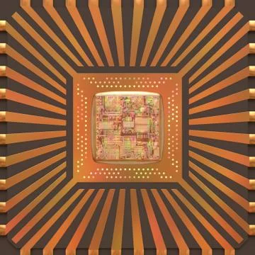 3D Microchip Core Stock-Illustration