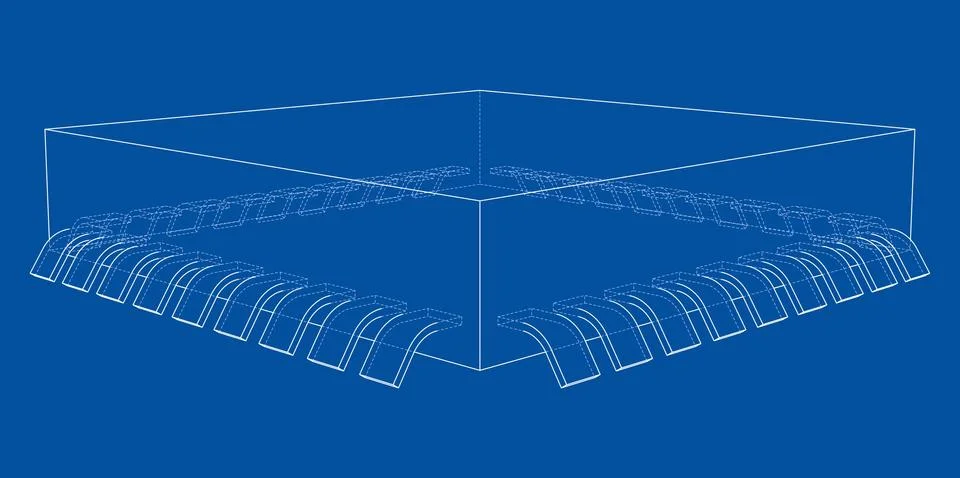 3D microchip. Vector rendering of 3d Stock Illustration