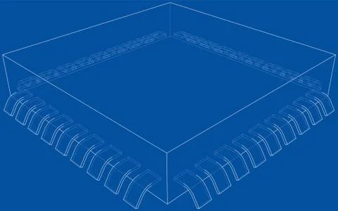 3D microchip. Vector rendering of 3d 库存插图