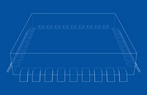 3D microchip. Vector rendering of 3d Illustrazione stock