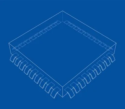 3D microchip. Vector rendering of 3d Stock Illustration
