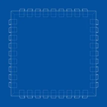 3D microchip. Vector rendering of 3d Illustrazione stock