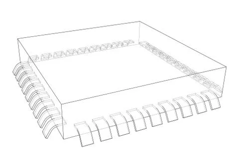 3D microchip. Vector rendering of 3d Illustrazione stock