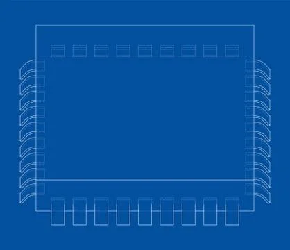 3D microchip. Vector rendering of 3d Stock Illustration
