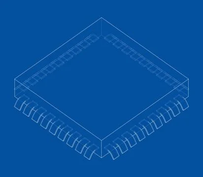 3D microchip. Vector rendering of 3d Stock Illustration