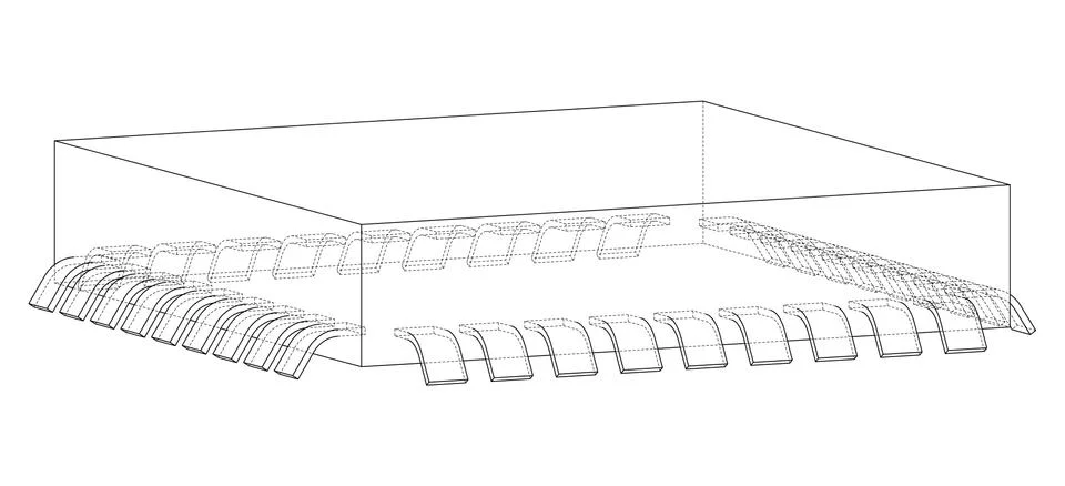 3D microchip. Vector rendering of 3d 库存插图