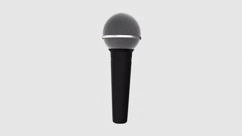 3D Microphone Rotating on a Transparent Background. Seamless Loop. Record. 4K Stock Footage 287920472