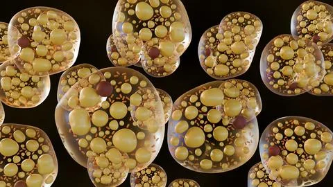 3D Microscopic Visualization of Brown Fat Cells Stock Illustration