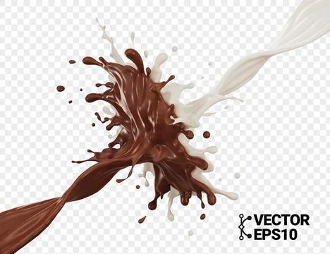 3D milk chocolate splash isolate realistic vector eps Stock Illustration