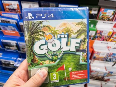 3D Mini Golf Game for PS4: Fun Indoor Activity Stock Photos
