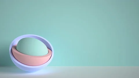 3d minimal motion design, ball hidden inside colorful hemispheres, layers openin Stock Footage 169638029
