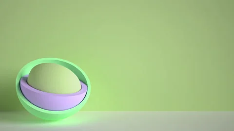 3d minimal motion design, ball hidden inside colorful hemispheres, layers openin Stock Footage 169638119