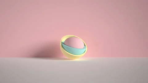 3d minimal motion design, ball hidden inside colorful hemispheres, layers openin Stock Footage 169693749