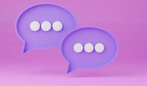 3D Minimal purlpe chat bubble on light purple background. Stock Illustration