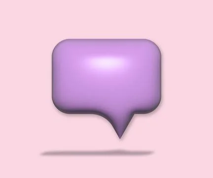 3D minimal purple chat bubble on light purple background. concept of social m Stock Illustration