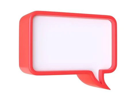 3D Minimal red chat bubble isolated on a white background Stock Illustration