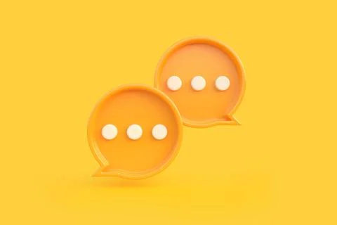 3D Minimal round yellow chat bubbles isolated on a yellow background Stock Illustration