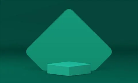 3d minimal scene green squared podium with pentagonal wall background realist イラスト素材