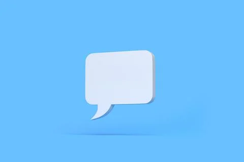 3D Minimal white chat bubble isolated on a blue background Stock Illustration