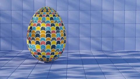 3D minimalist Easter egg design with a glass texture and retro wave elements, Stock Footage 297690022