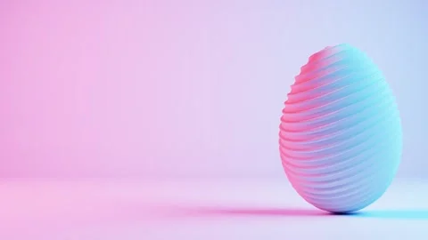 3D minimalist Easter egg design with a glass texture and retro wave elements, Stock Footage 297690036