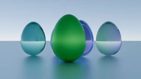 3D minimalist Easter egg design with a retro wave aesthetic, blending classic Video stock 297690063