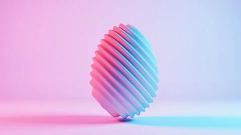 3D minimalist Easter egg design with a retro wave aesthetic, blending classic Stock Illustration