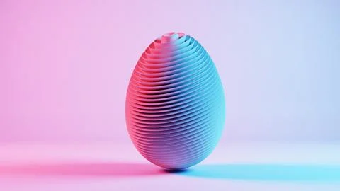 3D minimalist Easter egg design with a retro wave aesthetic, blending classic Stock Illustration