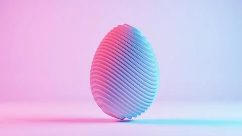 3D minimalist Easter egg design with a retro wave aesthetic, blending classic Stock Illustration