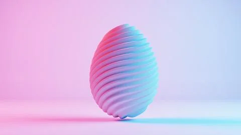 3D minimalist Easter egg design with a retro wave aesthetic, blending classic Stock Illustration